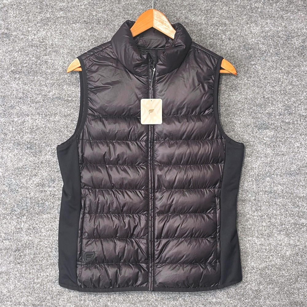 Fabletics Elliot Puffer Vest Womens Medium Black Full Zip Quilted JT2253837 NEW
